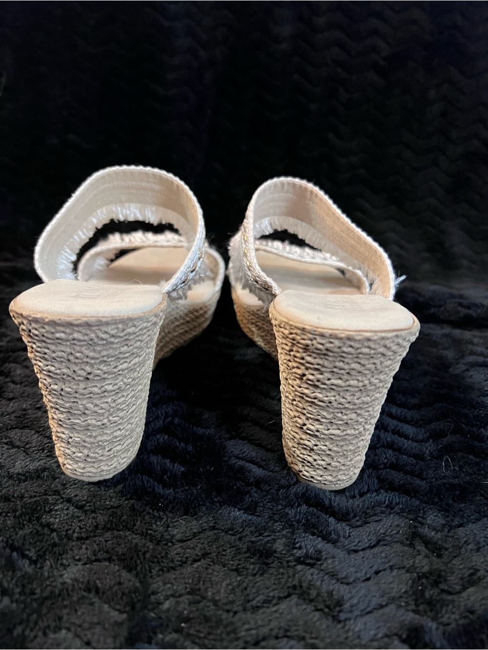 Italian Shoemakers Women’s Fringe Espadrille Wedge Sandals-Beige & White-Size 9 - Picture 5 of 12